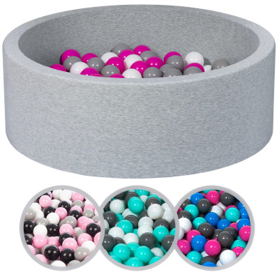 Piscina rotonda grigia per bambini con 200 palline colorate